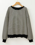 Striped Round Neck Long Sleeve Sweatshirt