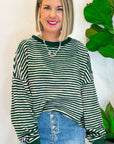 Striped Round Neck Long Sleeve Sweatshirt