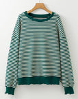 Striped Round Neck Long Sleeve Sweatshirt