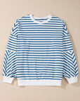 Striped Round Neck Long Sleeve Sweatshirt