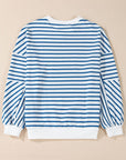 Striped Round Neck Long Sleeve Sweatshirt