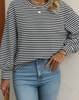 Striped Round Neck Long Sleeve Top