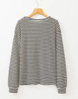 Striped Round Neck Long Sleeve Top