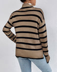 Striped Turtleneck Drop Shoulder Sweater