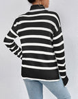 Striped Turtleneck Drop Shoulder Sweater