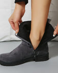 Suede Side Zip Round Toe Boots