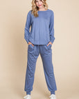 Super Lady Round Neck Raglan Sleeve Top and Pants Lounge Set