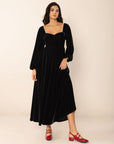 Sweetheart Neck Long Sleeve Midi Dress