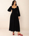 Sweetheart Neck Long Sleeve Midi Dress