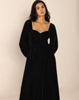 Sweetheart Neck Long Sleeve Midi Dress