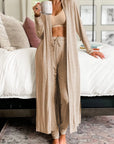 Open Front Long Sleeve Cardigan and Pants Lounge Set