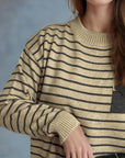 Striped Mock Neck Long Sleeve Sweater