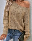 Boat Neck Dropped Shoulder Sweater