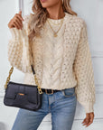 Cable-Knit Round Neck Long Sleeve Sweater