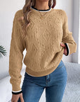 Contrast Trim Round Neck Long Sleeve Sweater