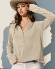 Double Take Full Size Notched Thumbhole Long Sleeve T-Shirt