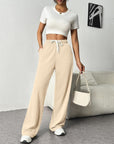 Drawstring Wide Leg Pants with Pockets