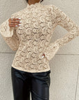 Mock Neck Long Sleeve Lace Top