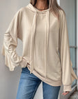 Perfee Drawstring Ruffled Long Sleeve Hoodie