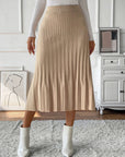 Perfee Pleated Midi Sweater Skirt