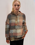 Double Take Full Size Plaid Dropped Shoulder Hoodie