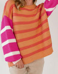 Striped Round Neck Long Sleeve Sweater