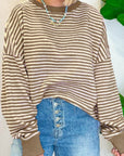 Striped Round Neck Long Sleeve Sweatshirt