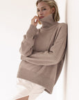 Basic Bae Turtleneck Dropped Shoulder Long Sleeve Sweater