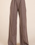 BOMBOM Elastic Waist Wide Leg Pants with Pockets