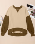 Contrast Round Neck Long Sleeve Sweatshirt