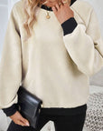 Texture Contrast Long Sleeve Sweatshirt