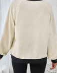 Texture Contrast Long Sleeve Sweatshirt