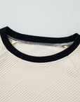 Texture Contrast Long Sleeve Sweatshirt