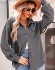 Textured Button Up Long Sleeve Shacket