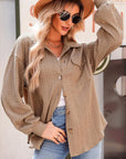 Textured Button Up Long Sleeve Shacket