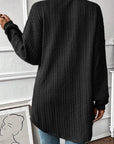 Textured Pocketed Open Front Long Sleeve Cover Up