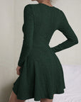 Textured Round Neck Long Sleeve Dress