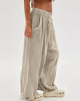 Textured Tied Pants with Pockets