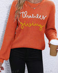 THANKSGIVING Round Neck Long Sleeve Sweater