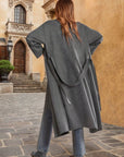 Tie Waist Long Sleeve Coat