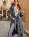 Tie Waist Long Sleeve Coat