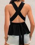 Tied Backless Peplum Top