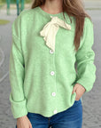 Tied Button Down Long Sleeve Cardigan