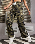 Tied Camouflage Pants with Cargo Pockets