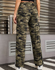 Tied Camouflage Pants with Cargo Pockets