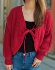 Tied Dropped Shoulder Long Sleeve Cardigan