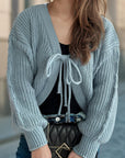 Tied Dropped Shoulder Long Sleeve Cardigan