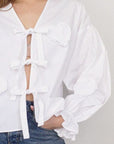 Tied Flounce Sleeve Blouse