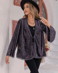 Tied Lace Detail Long Sleeve Cardigan