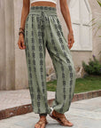 Dark Gray Tied Printed High Waist Pants